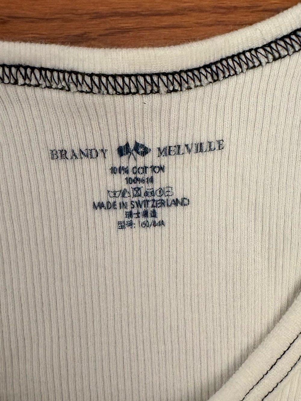 Brandy Melville white tank top with black stitching - Picture 3 of 3